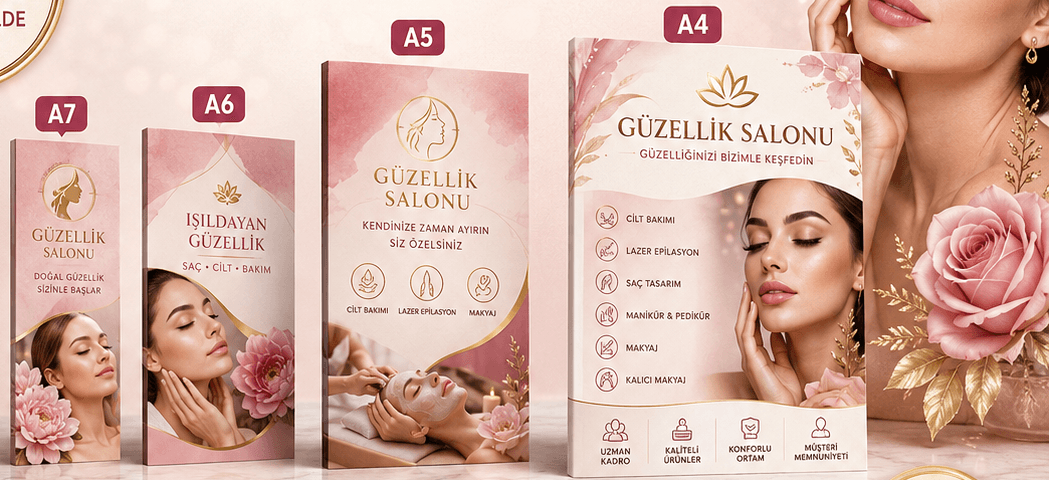 A6, A5 ve A4 çift yön broşür baskı örnekleri